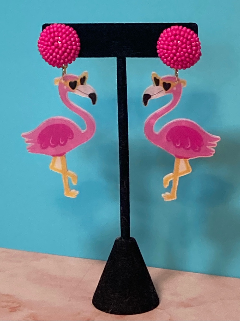 Pink Flamingo Drop Earrings